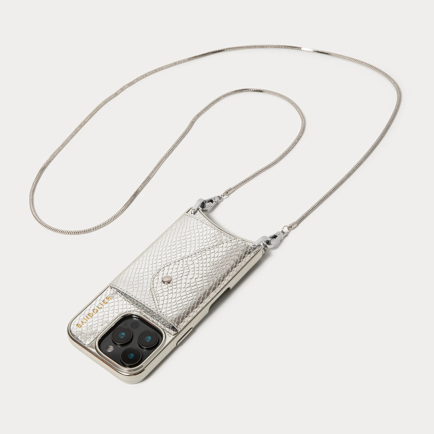 Gia Chrome Crossbody Phone Case - Chrome Silver/Silver | Bandolier