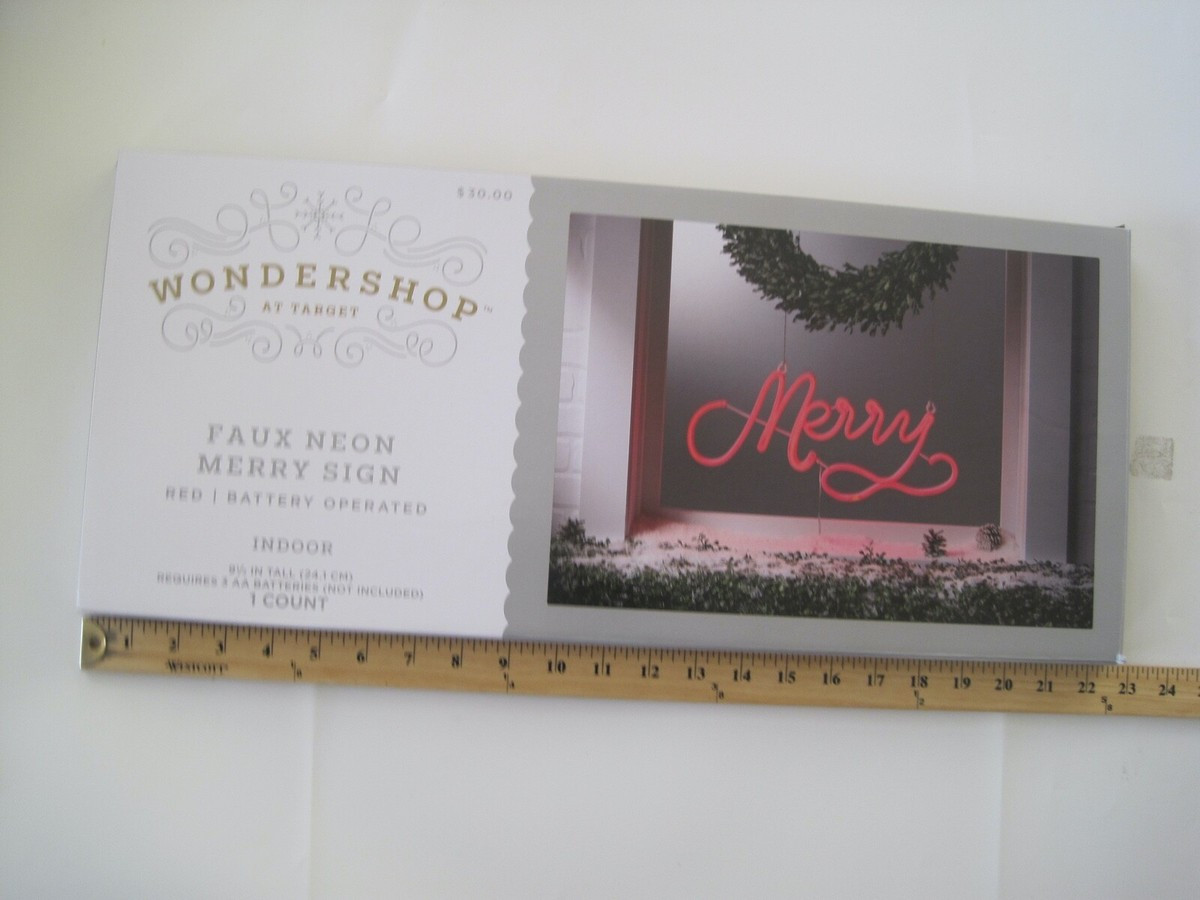 Merry Sign Faux Neon Wondershop Target Battery Operated 9.5" Tall New | eBay US