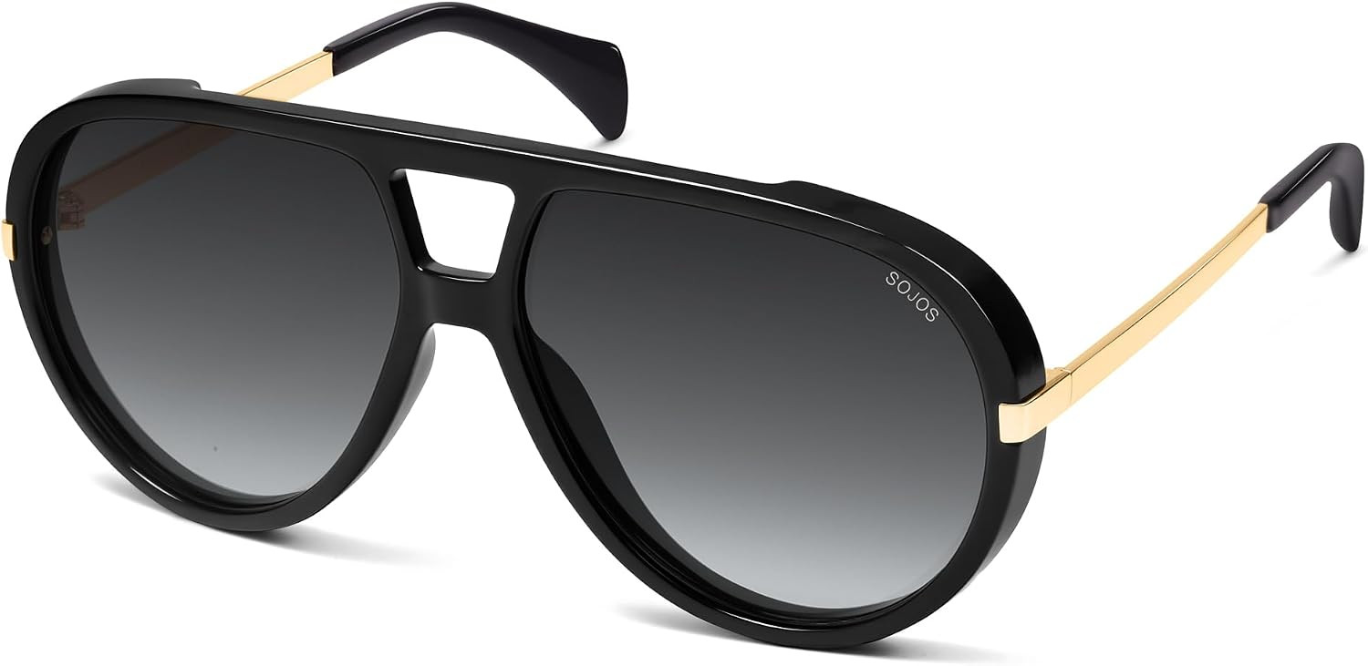SOJOS Retro Oversized Aviator Polarized Sunglasses for Women Men Vintage Shield Large Shades SJ2657 | Amazon (US)