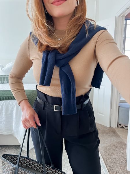 Paperbag pants are a staple in my workwear closet! I love this option from Express! 

Sizing:
Paper bag pants - small
Top - small
Flats - TTS
Sweater - small

#LTKstyletip #LTKSeasonal #LTKfindsunder100