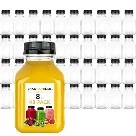 8oz Empty Plastic Juice Bottles with Lids Drink Containers for Juicing Smoothies and Drinking Cold B | Walmart (US)
