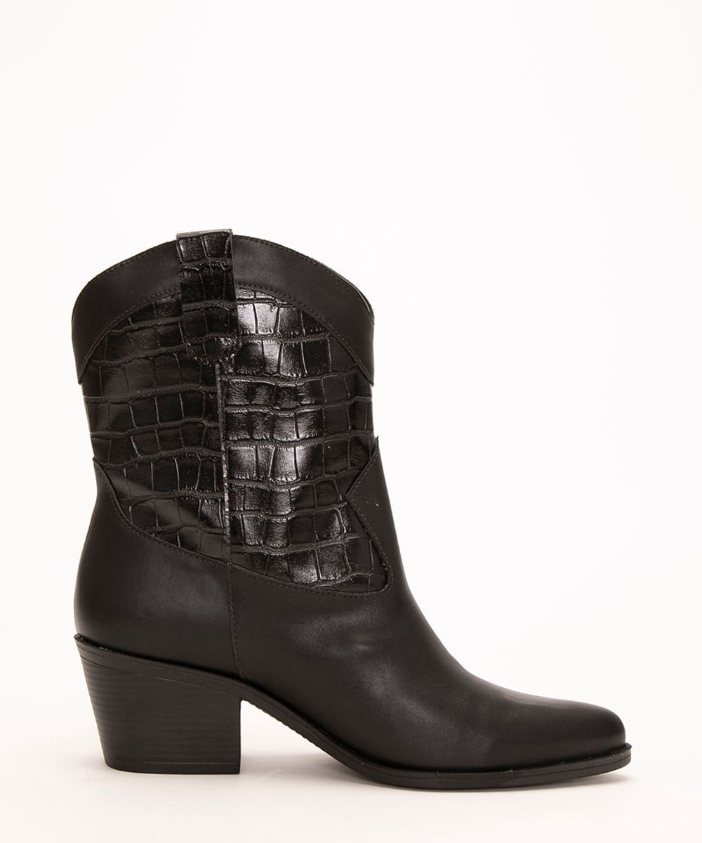 bota western croco salto médio oneself preto | C&A (BR)