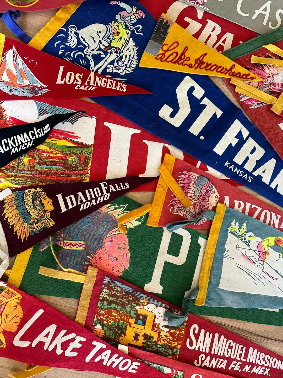 Large Vintage Pennants- Santa Fe, Raton New Mexico, Casper, Lake Tahoe, St. Francis Kansas, Grand... | Etsy (US)