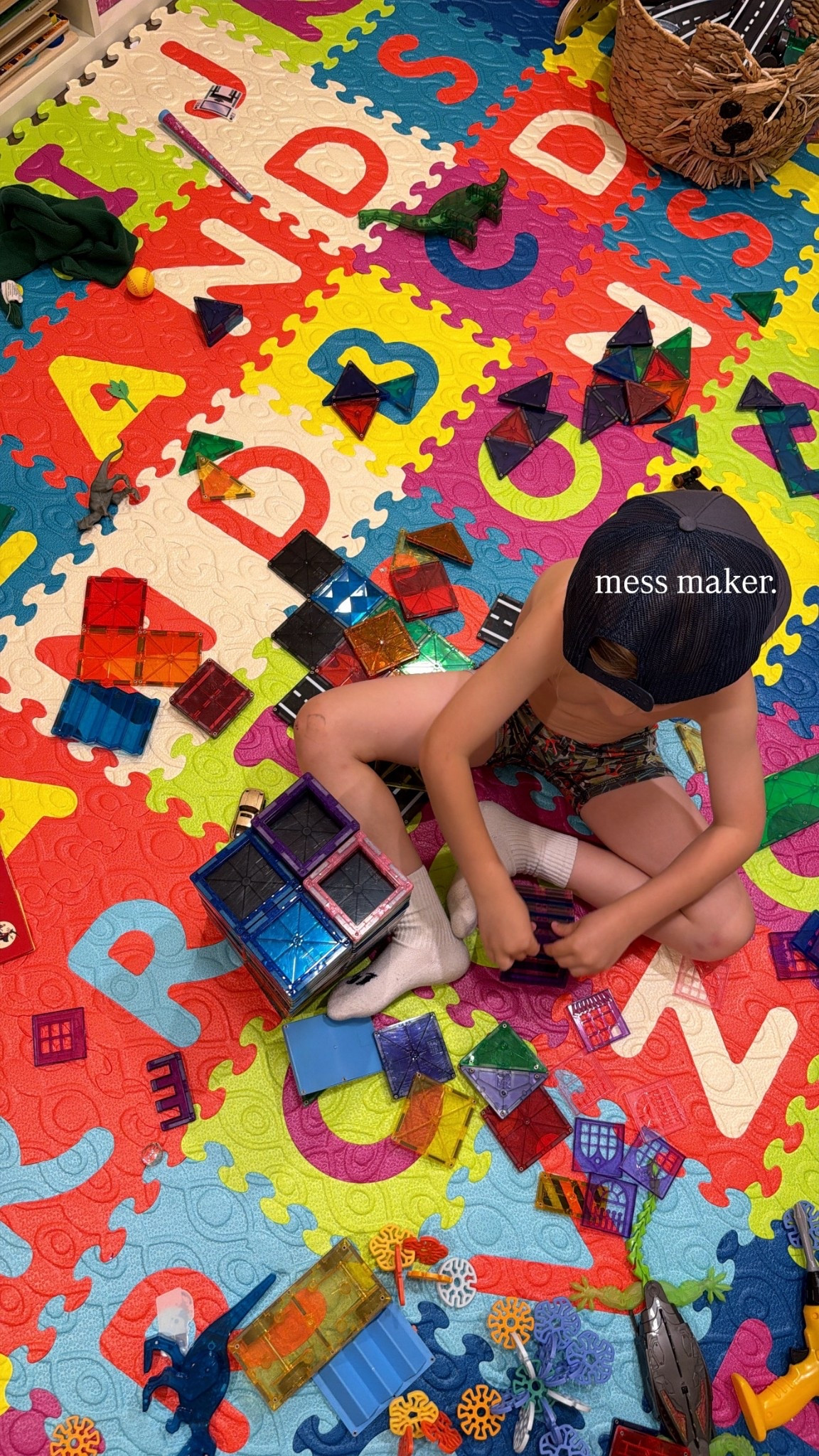 MESS MAKER.

But my favorite little man. 🧩💚

Playrooms are meant for play, it’s their space to do as they please (within reason)… not mine to deck to the designs. 

So I put these foam tiles down & made a message in them for the floor, added a WiFi light to play music w/ fun lights!! They DESTROY this room every week. It’s worth it. 🤪😉

#playroom #funfinds #target 

#LTKHome #LTKKids