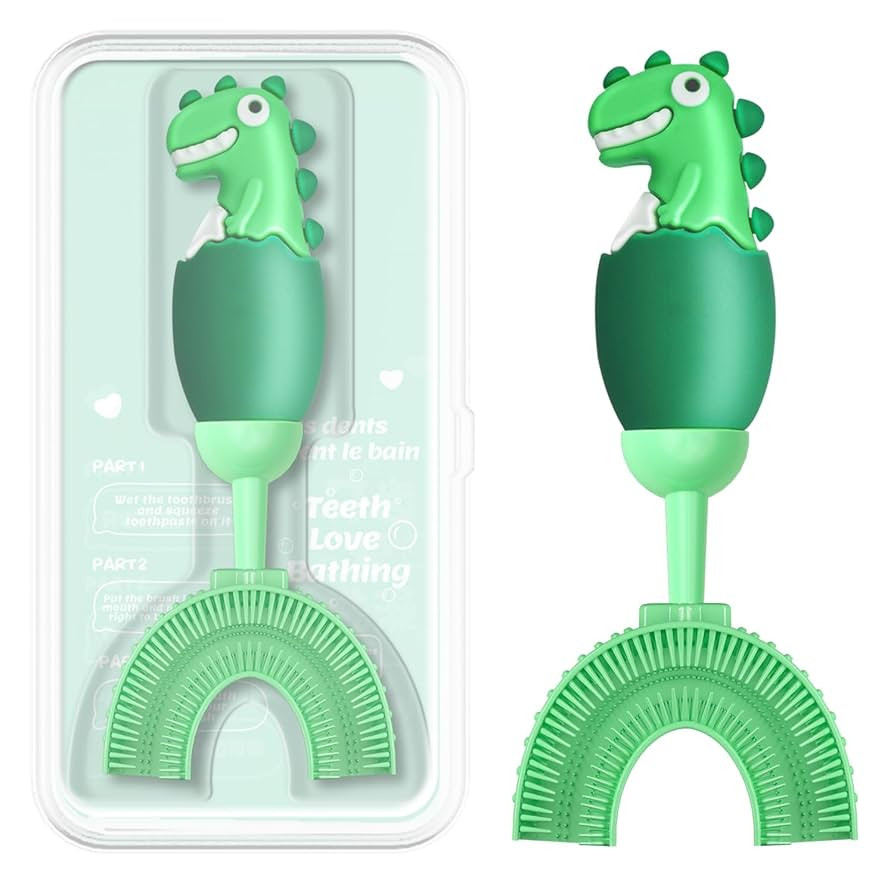 U-Shaped Toothbrush for Kids Ages 2-7， Soft Food-Grade Silicone for Sensitive Gums， 360° Tee... | Amazon (US)