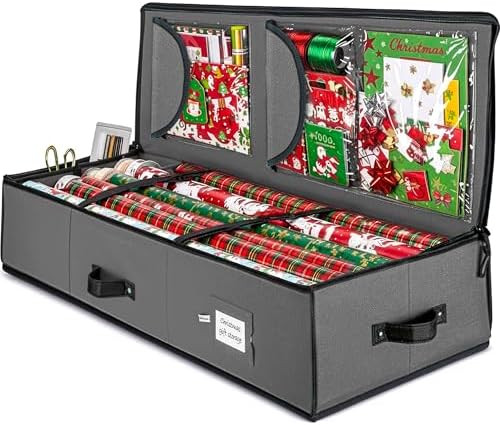 ZOBER Gift Wrapping Paper Organizer Storage - 40" Gift Wrap Storage Containers with Interior Pock... | Amazon (US)