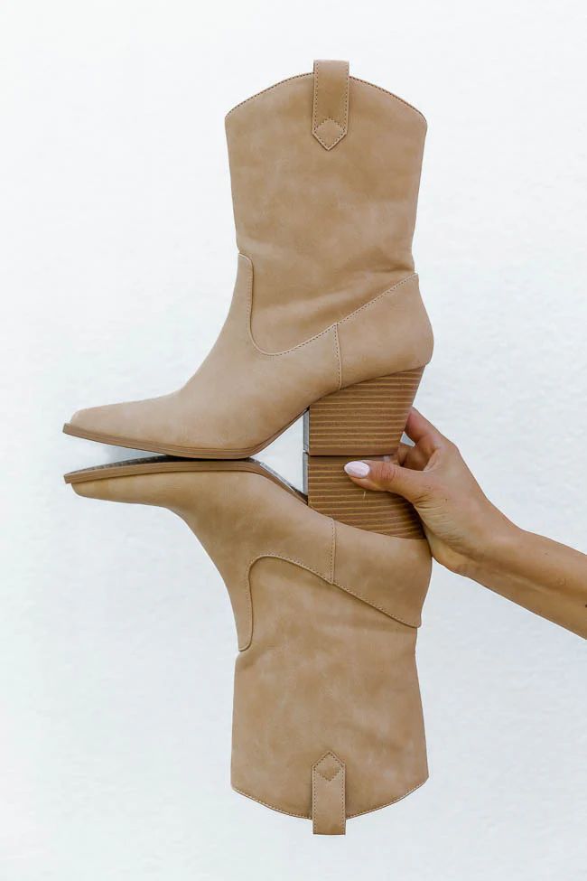Juniper Tan Nubuck Western Style Boots FINAL SALE | Pink Lily