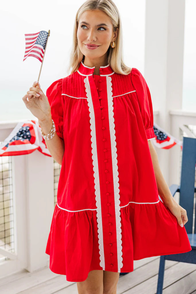 PREORDER: Willing To Help Red Button Down Dress | The Mint Julep Boutique