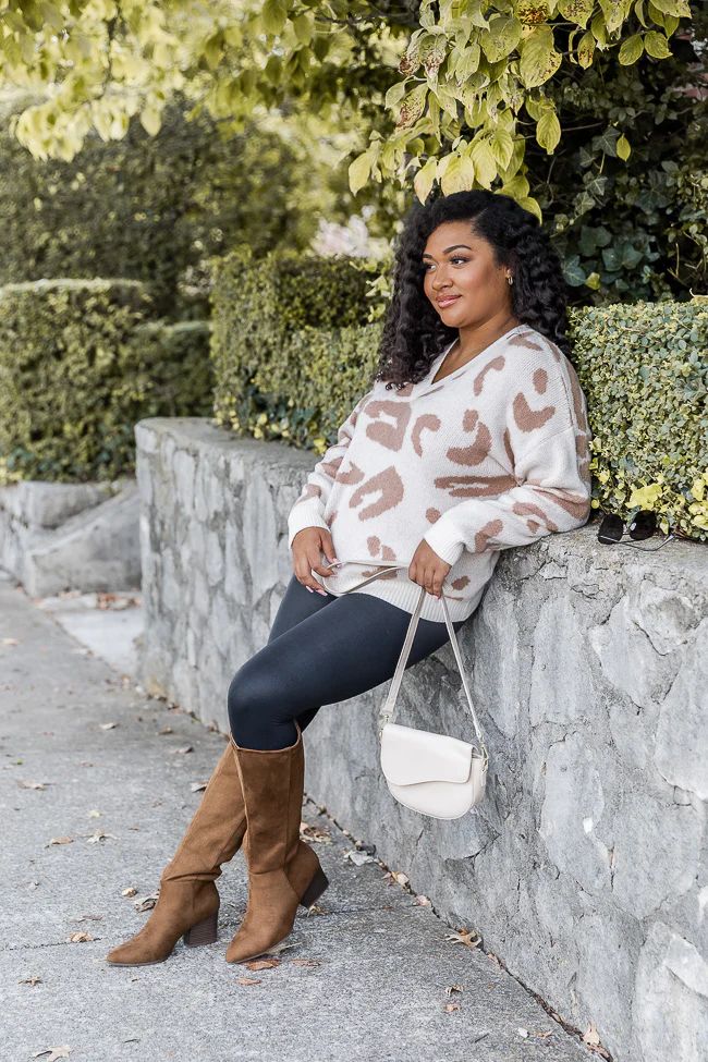 Wild Expectations Taupe And Ivory Cheetah Print Sweater | Pink Lily