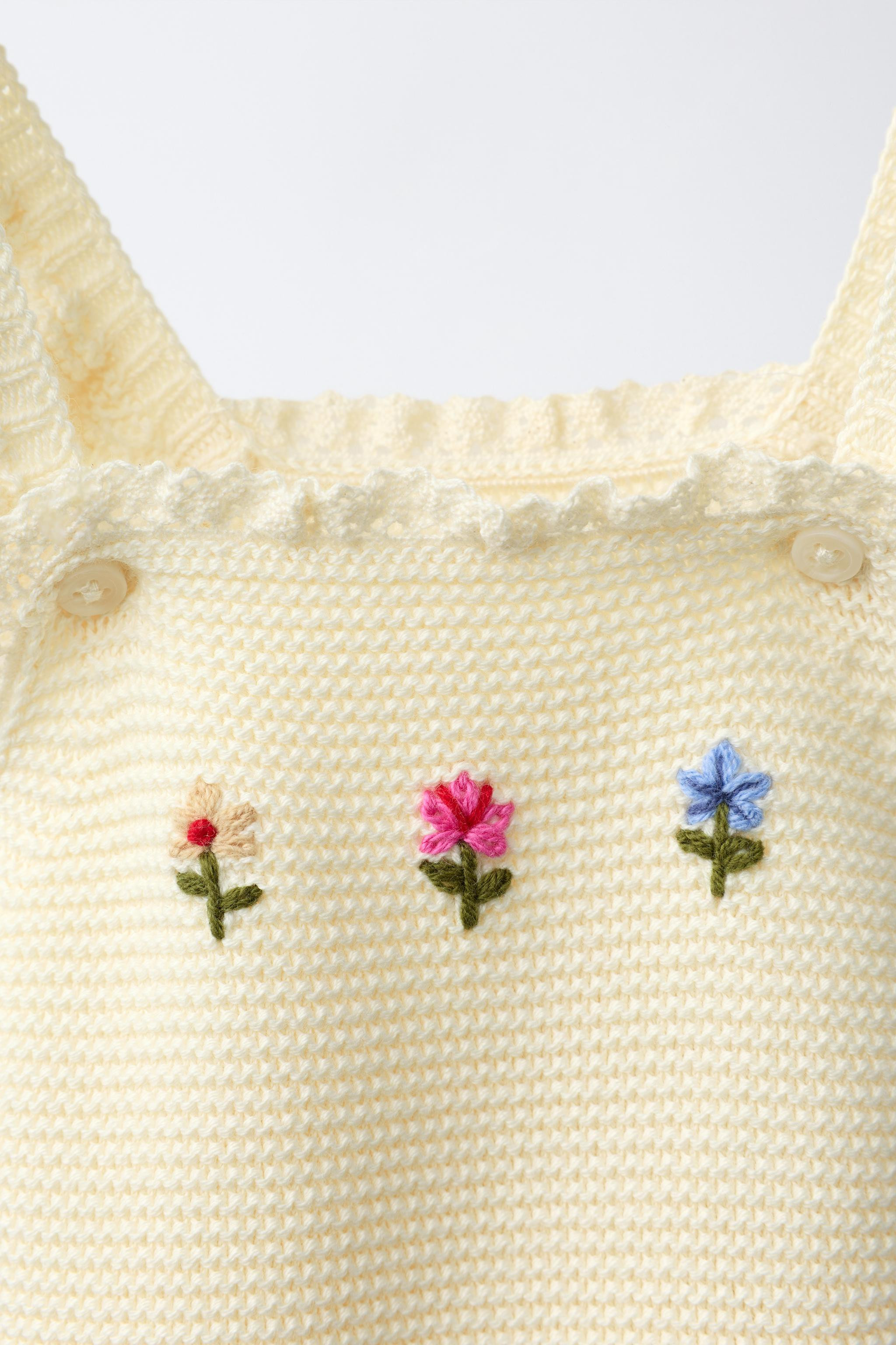 EMBROIDERED FLORAL KNIT OVERALLS | Zara US