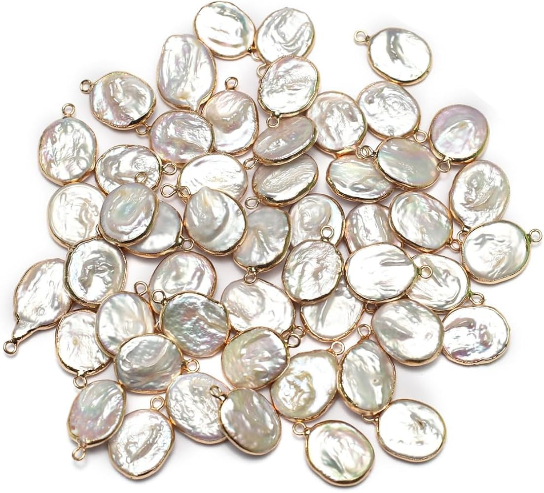 QSLLER Natural Pearl Pendants Irregular Multiple Shapes Cultured Freshwater Baroque Pearl Charms ... | Amazon (US)