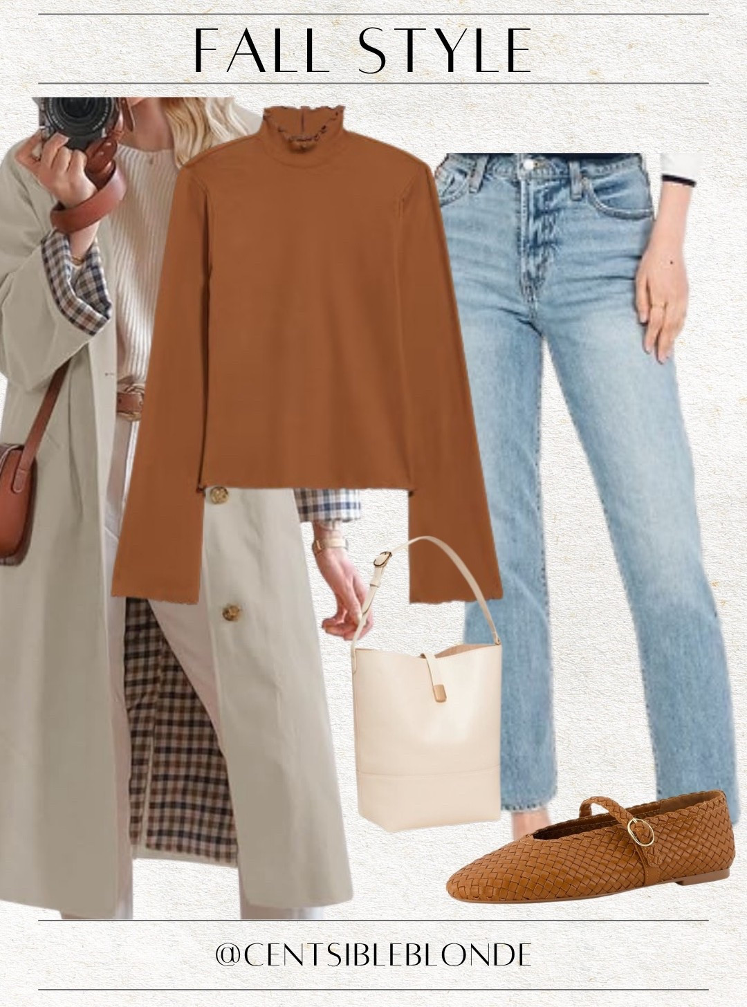 Fall style, fall outfit, trench coat, Mary Jane flats, ballet flats, handbag, lettuce edge shirt, mock neck shirt, ankle jeans, old navy outfit, old navy jeans, high waisted jeans, bucket bag

#LTKFindsUnder100 #LTKShoeCrush #LTKSeasonal