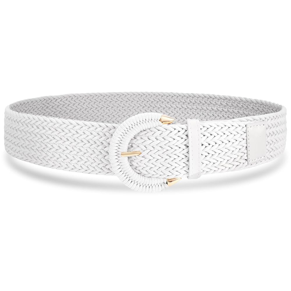 VONMELLI Women's Braided Rattan Wide Belt Woven Waist Belt with Semicircle Buckle for Summer Dres... | Amazon (UK)