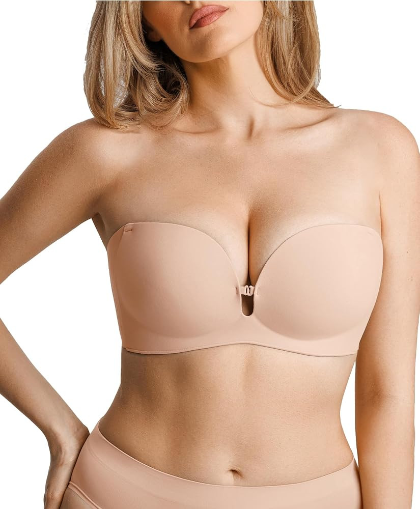 Popilush Strapless Bras for Women Non Slip Push Up Wireless Seamless Bra | Amazon (US)