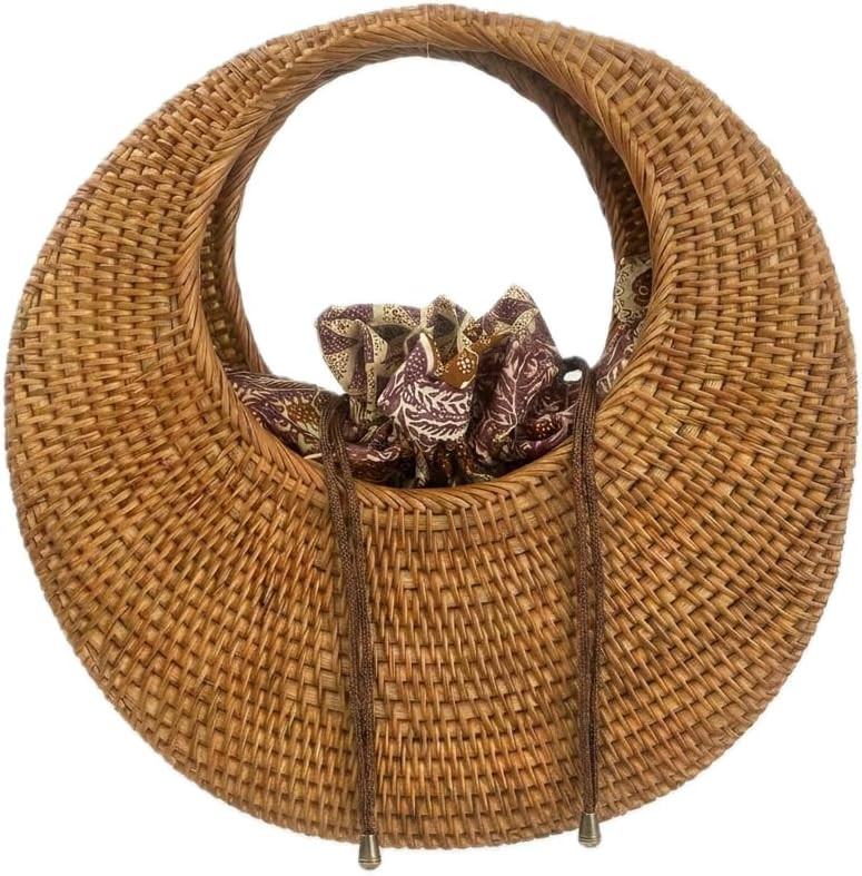 Borsa Paglia Donna Estiva in Midollino con Intreccio in Rattan - Borsetta Tonda con Cinturino Lun... | Amazon (IT)