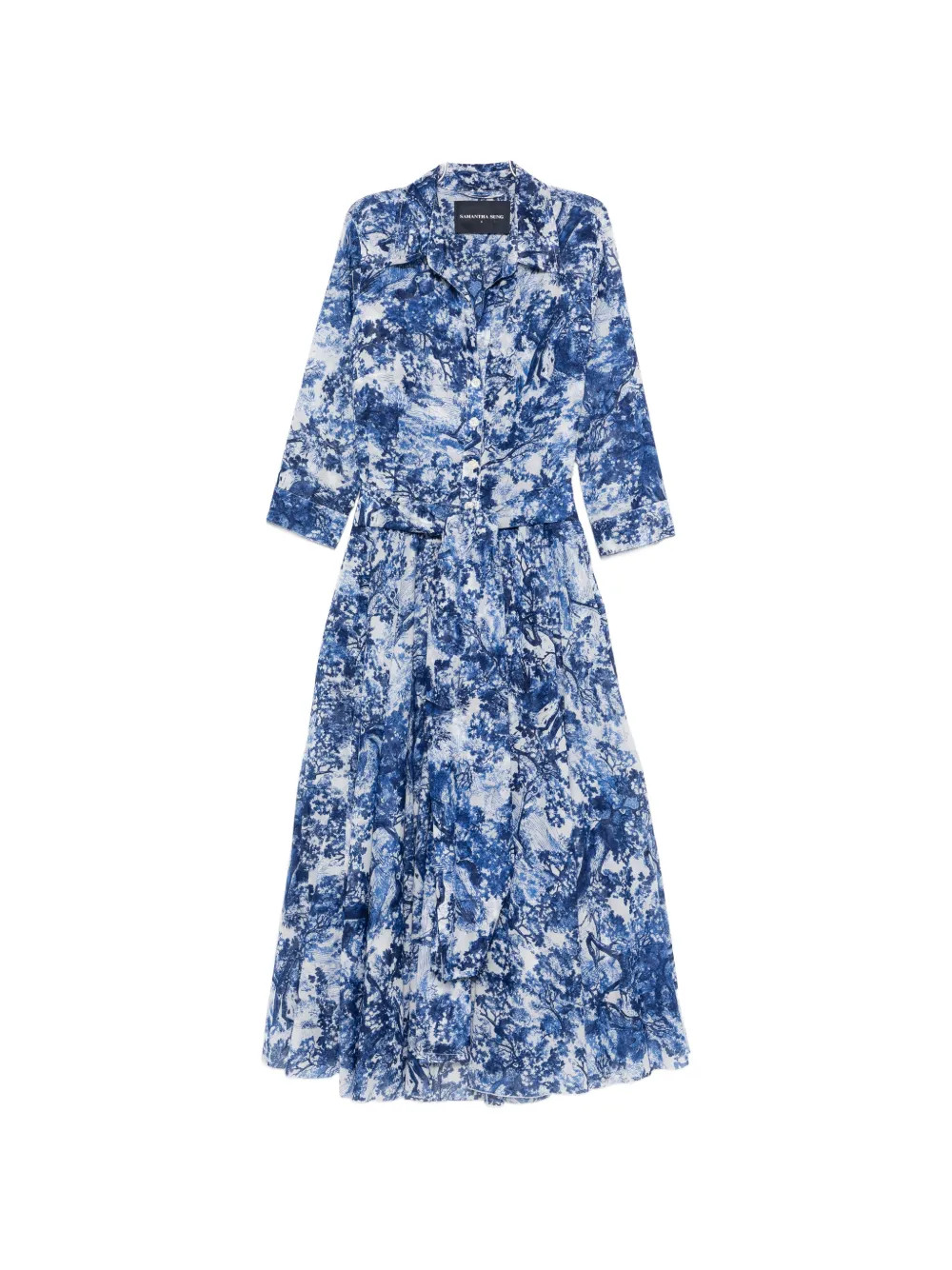 Samantha Sung Buttoned Floral Midi Dress | Blue | FARFETCH | Farfetch Global