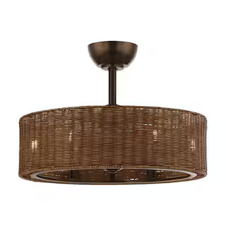 Parrot Uncle 24.2 in Indoor Bronze Gold Farmhouse Rattan Chandelier Ceiling Fan with Light Kit an... | The Home Depot