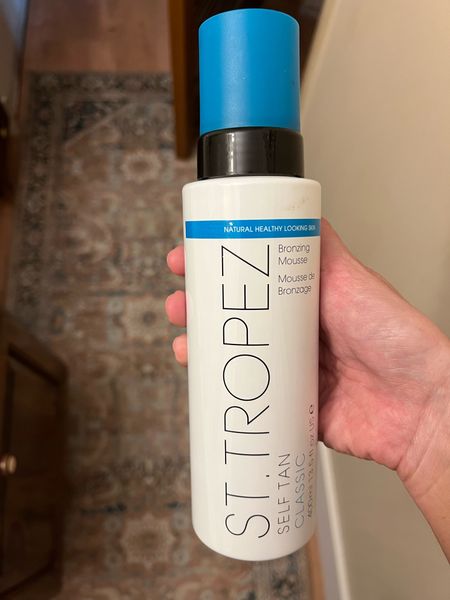 Self tan mousse — my favorite — white bottle is more subtle, brown and blue bottles are darker 