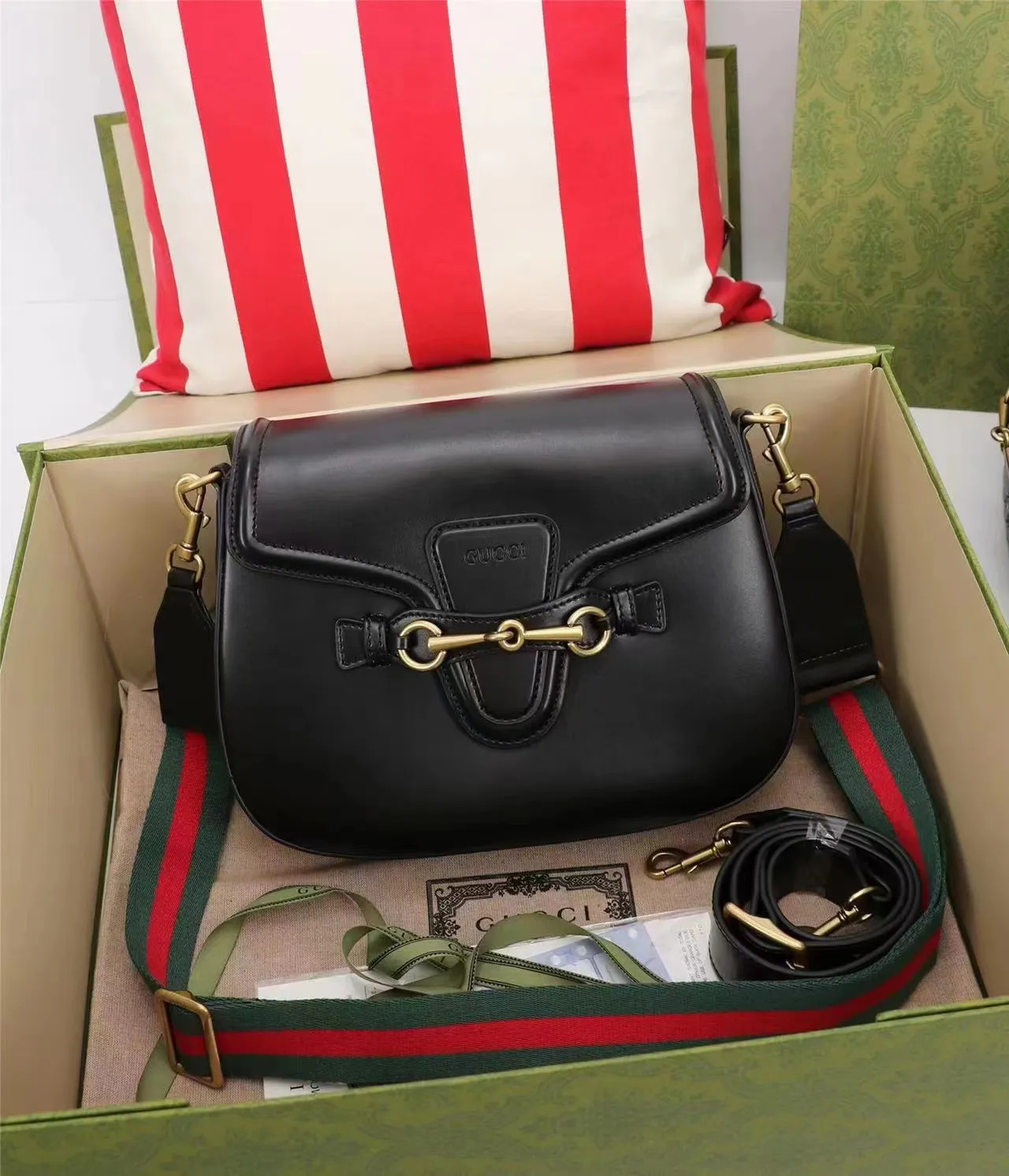 Gucci Designer Horsebit 1955 Real Leather Shoulder Bags Double Leathe And Woven Straps Cross Body... | DHGate
