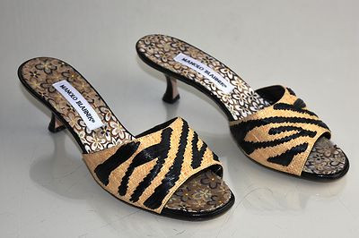 New MANOLO BLAHNIK Black Patent Beige Straw Raffia Sandals SHOES Mules 39.5 41.5  | eBay | eBay US