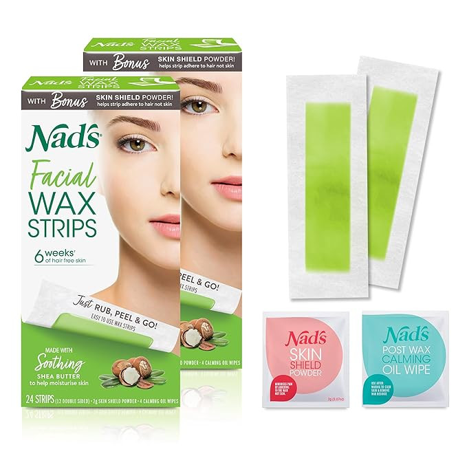 Nad's Facial Wax Strips, Fragrance free, 48 Count (Pack of 2) | Amazon (US)