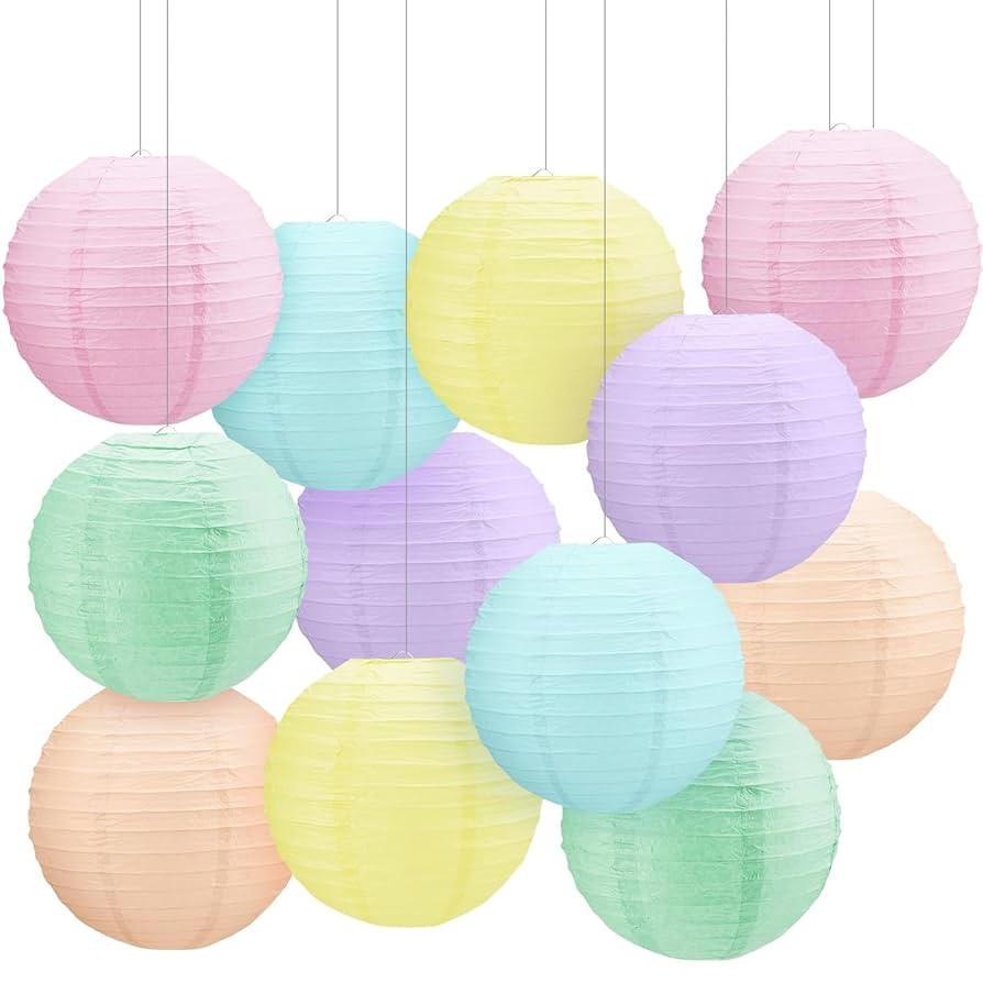 Retisee 12 Pcs 10 Inch Hanging Paper Lanterns Party Decorations Pastel Classroom Decor Chinese Pa... | Amazon (US)
