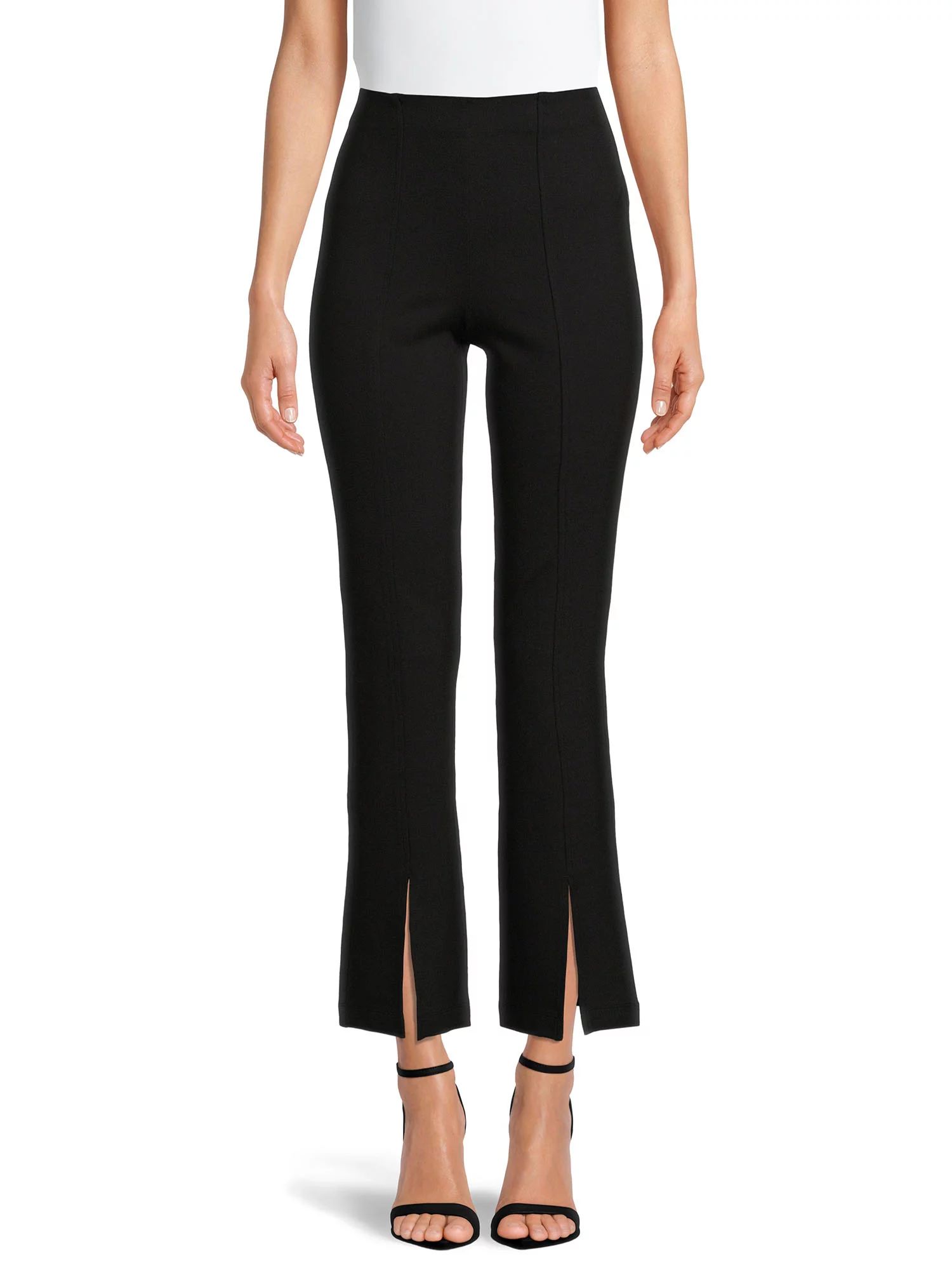 Time And Tru Women's Ponte Bootcut Pants with Front Slit | Walmart (US)