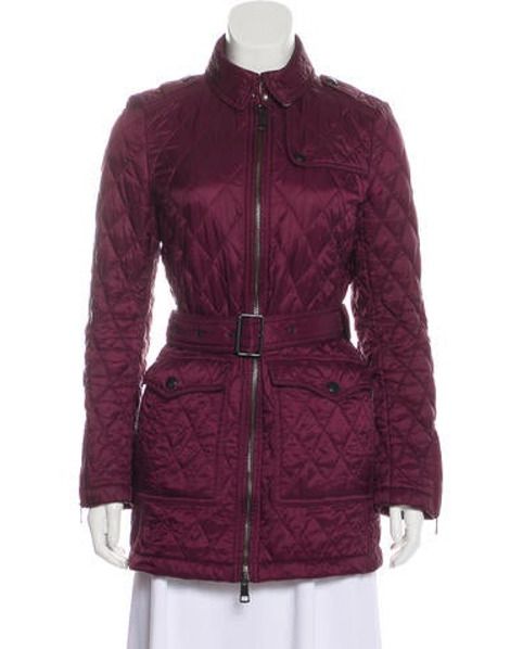 Burberry Brit Quilted Short Coat Purple | The RealReal