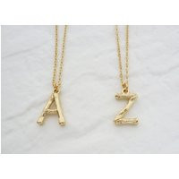 Gold Bamboo Necklace, Birthday Gift, Tiny Letter Pendant, Dainty Necklaces, Charm Real 18K Plated Initial Pendant | Etsy (US)