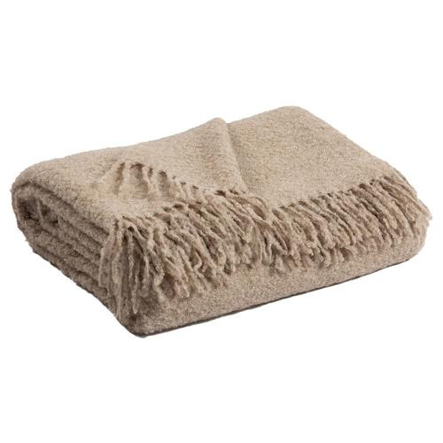Kairos Modern Classic Light Brown Woven Alpaca Boucle Throw Blanket | Kathy Kuo Home
