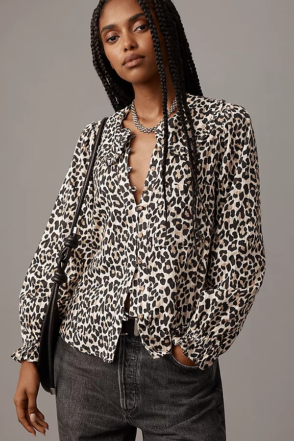 The Keira Collared Button-Front Blouse by Pilcro: Long-Sleeve Edition | Anthropologie (US)