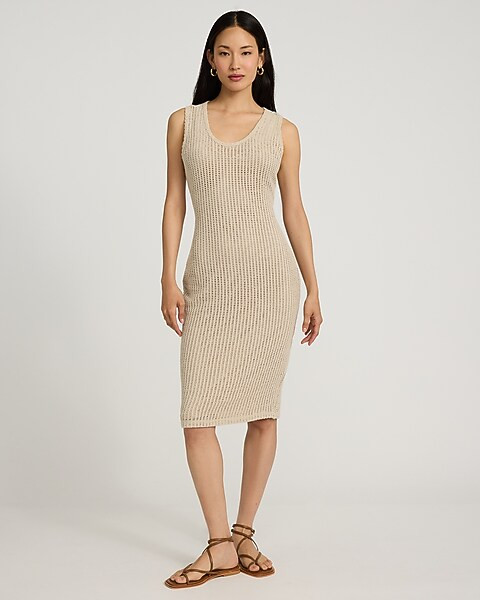 Crochet Scoop Neck Sleeveless Midi Dress | Express