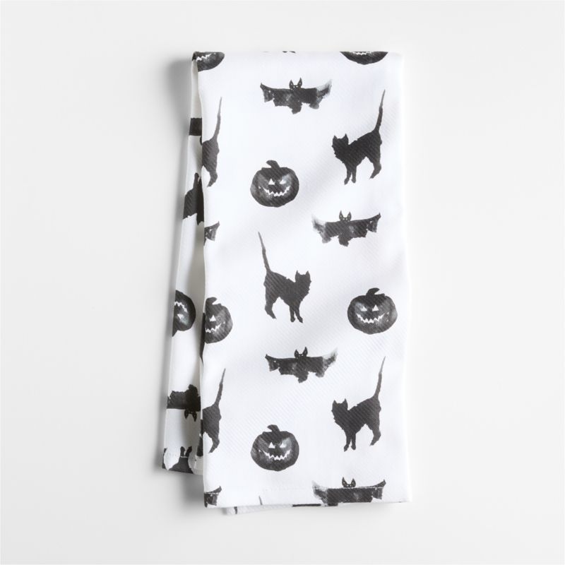 Halloween Microprint Organic Cotton Dish Towel | Crate & Barrel | Crate & Barrel