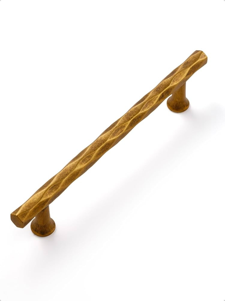 Antique Brass Cabinet Pulls 5" Hole Center 5 Pack Hammered Vintage Cabinet Handles Decorative Kit... | Amazon (US)