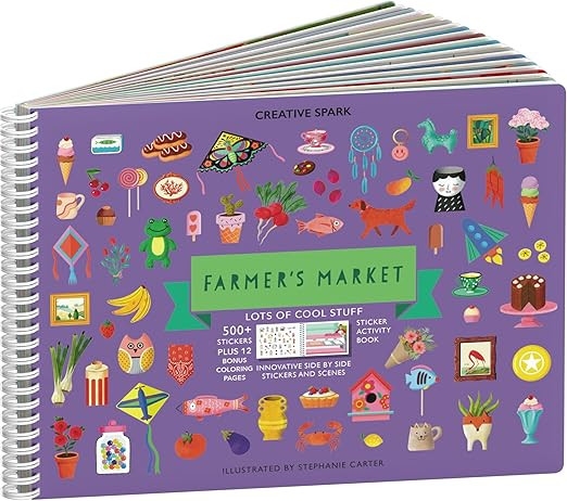 Farmer's Market Stickers + Coloring Book (500+ Stickers for Kids & 12 Coloring Pages) - Side by S... | Amazon (US)