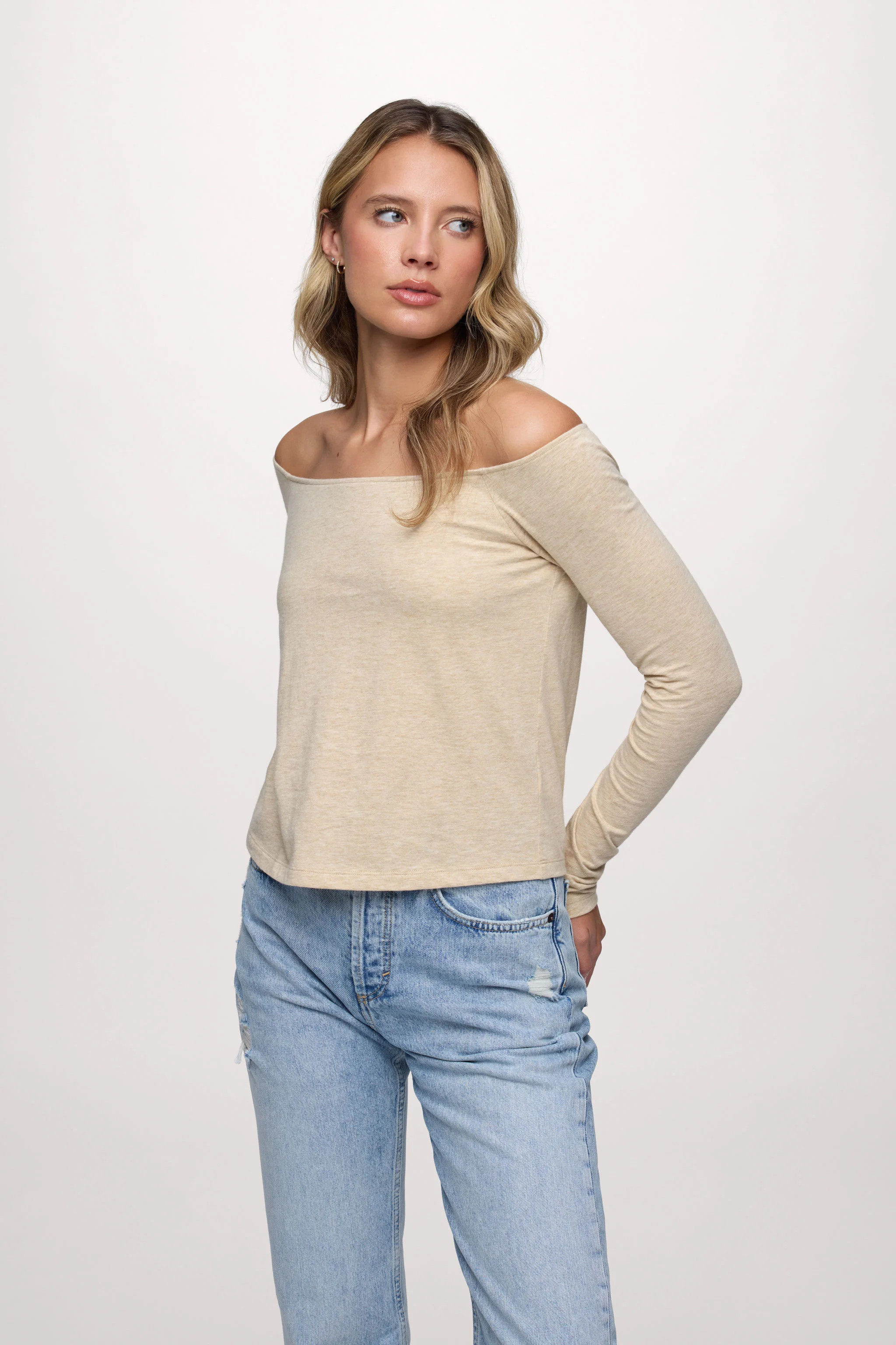 Ease Long Sleeve Top | Heather Oat | nuuds