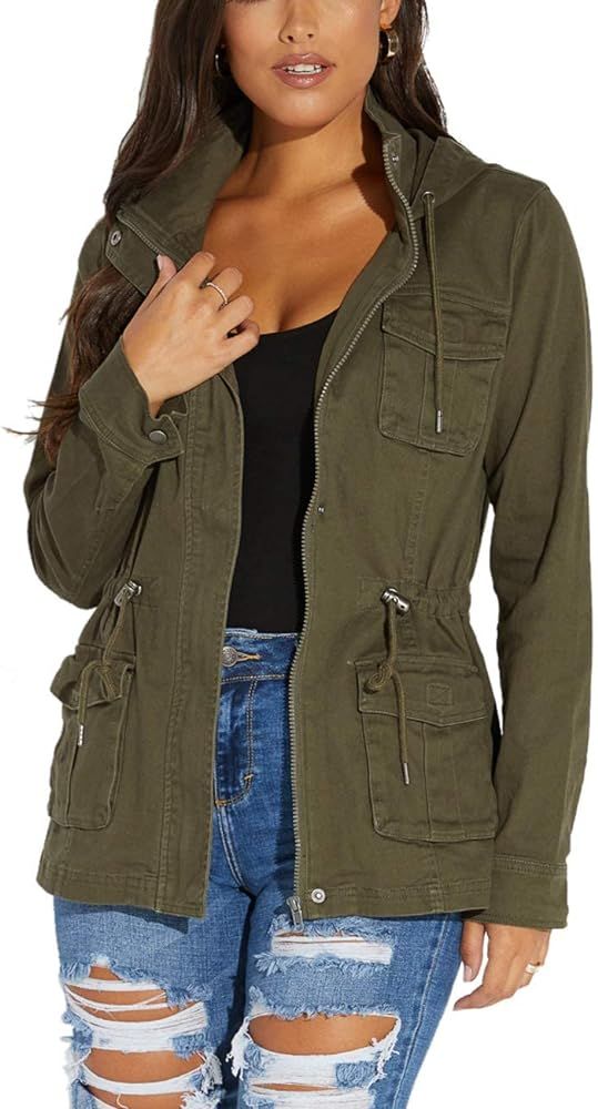 Women's Casual Camouflage Jacket With Pockets Sexy V Neck Long Sleeve Button Down Denim Coat | Amazon (US)