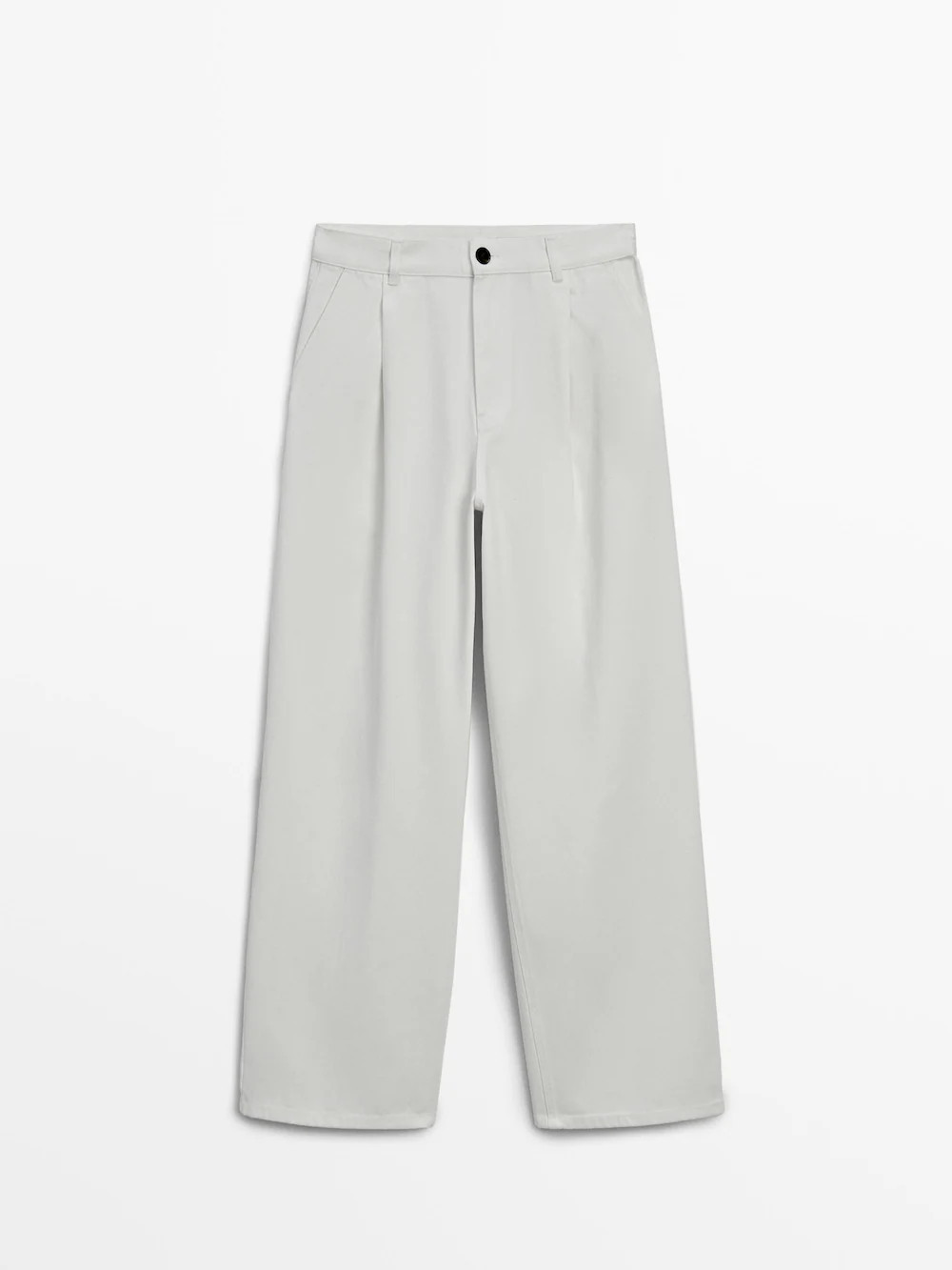 Twill cotton trousers with double darts | Massimo Dutti UK