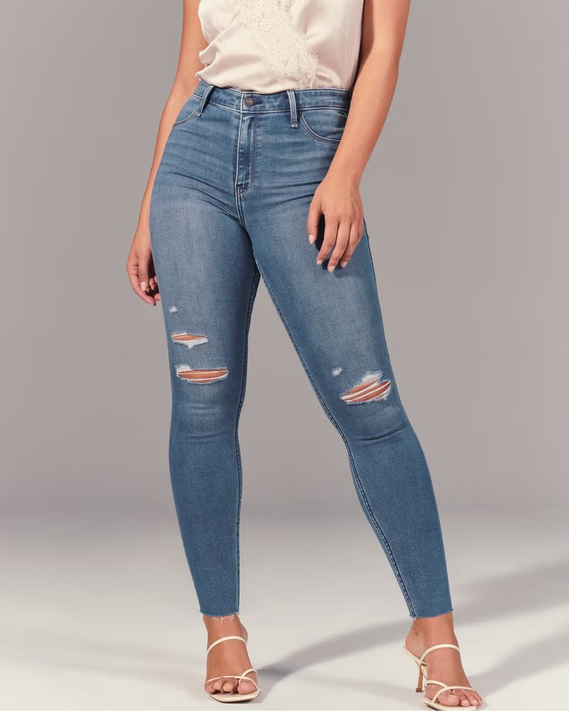 Women's Ripped High Rise Jean Leggings | Women's Bottoms | Abercrombie.com | Abercrombie & Fitch (US)