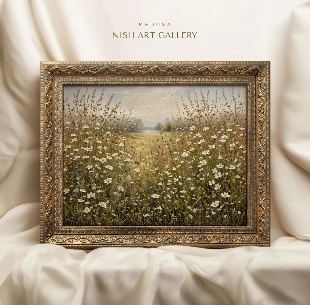 The Daisies Wall Art, Vintage Floral Painting Wall Art Decor, the Flowers Wall Decor, the White D... | Etsy (US)