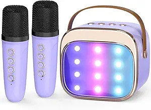FLUESTON Mini Karaoke Machine for Kids Adults, Portable Bluetooth Speaker with 2 Wireless Microph... | Amazon (US)