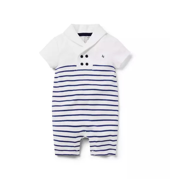 Baby Striped Shawl Collar Romper | Janie and Jack