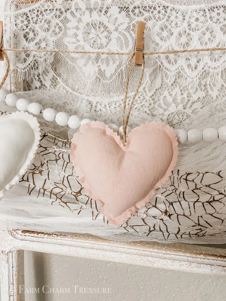 Heart Garland, Valentine’s Day garland, Fabric heart garland | Etsy (US)