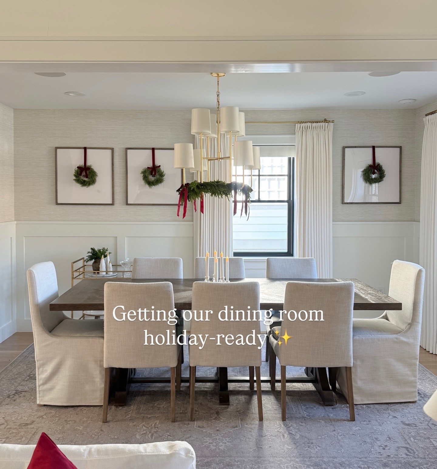 Holiday dining room details 🤍
When I’m hosting, I like to keep the table festive but minimal—leaving plenty of space for food and wine. Simple centerpieces, flameless candles with a soft flicker (and built-in timer), and subtle greenery keep things feeling classic and unfussy. I also love adding holiday touches off the table, like mini wreaths on gallery frames and garland or bows on the chandelier, to create height and interest without clutter.

Everything linked here—mix of exact pieces and look-for-less finds to recreate this holiday-ready dining room.

#LTKHome #LTKHoliday #LTKSeasonal