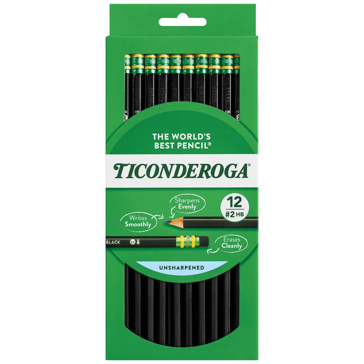 Ticonderoga 12ct Pencil Black: No. 2 Wood Cased, 0.7mm Point, Erasable, School Supplies, Kids, Ar... | Target