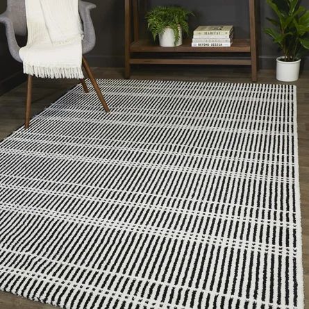 Breakwater Bay Darbonne Striped Black Area Rug | Wayfair | Wayfair North America