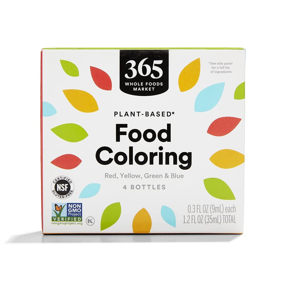 365 by Whole Foods Market, Plant-Based Food Coloring (Red, Yellow, Green & Blue Bottles), GLuten-... | Amazon (US)