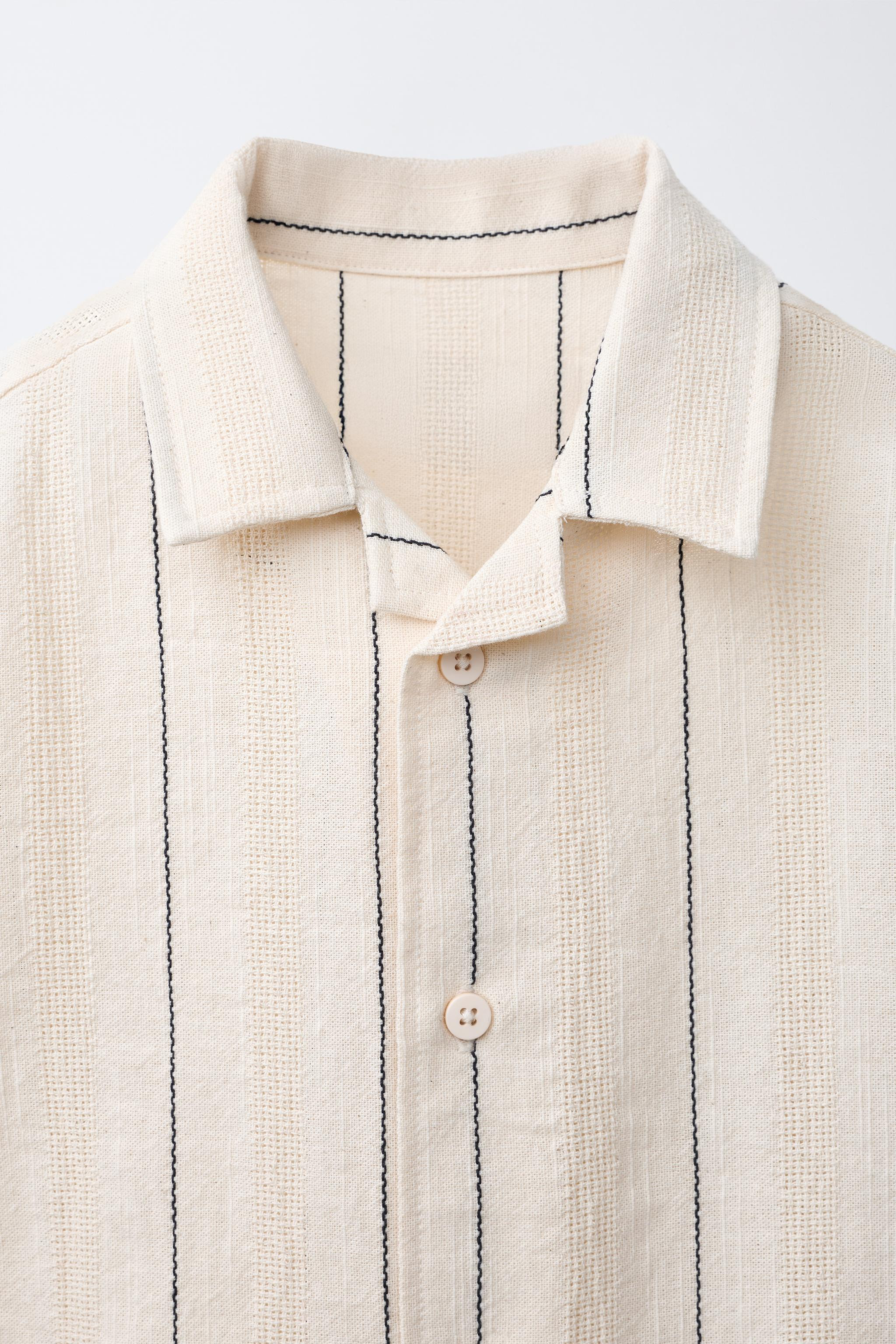 STRIPED TEXTURED SHIRT | Zara US