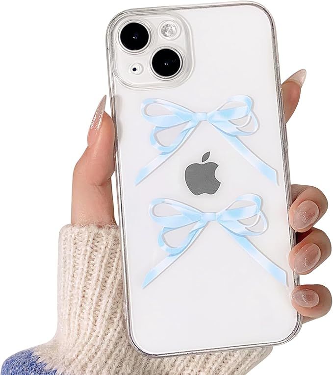 Compatible for iPhone 13 Case Aesthetic Clear Cute Ribbon Bowknot Design for Girls Women Soft TPU... | Amazon (US)