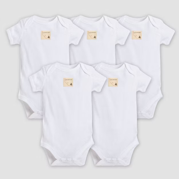 Burt's Bees Baby® Organic Cotton 5pk Short Sleeve Bodysuit - Cloud | Target